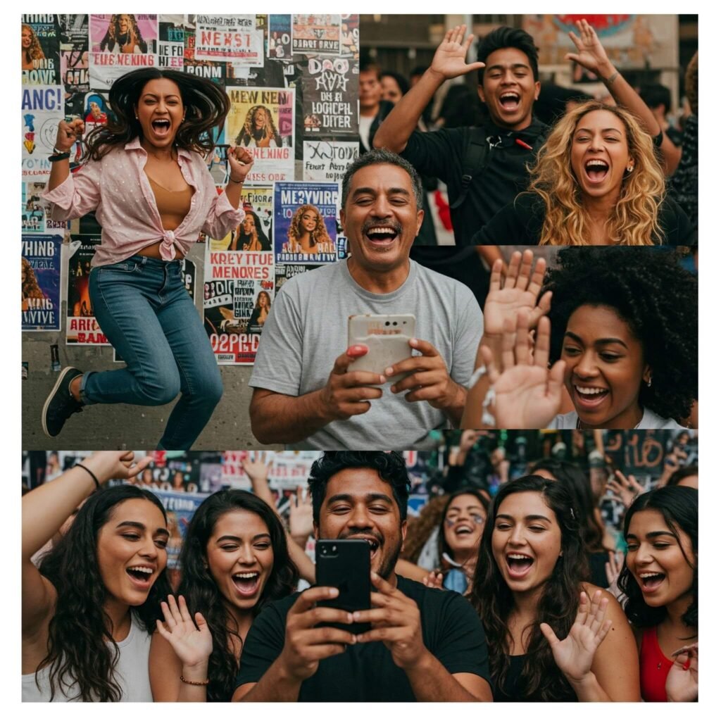 Excited fan montage, joyful community
