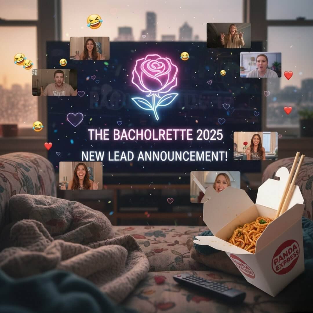 "Blurry rose and TikTok chaos capturing The Bachelorette 2025 new lead vibes." That's an excellent and creative descriptive alt text you provided in your original request. A slightly shorter, more straightforward version focusing on the key elements could be: