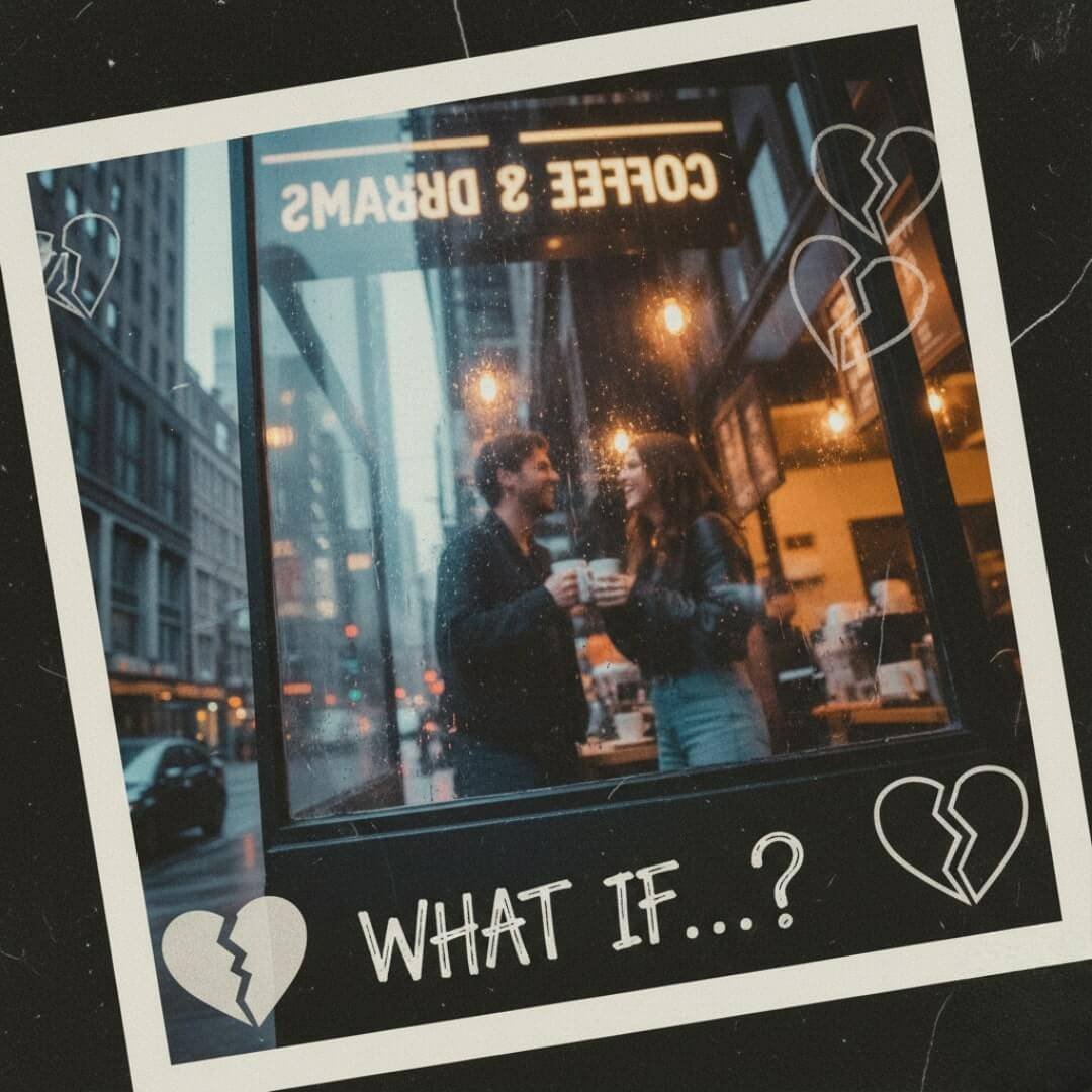 "Wry collage of Selena Gomez Benny Blanco rumors in vintage style, hearts cracking like old records."