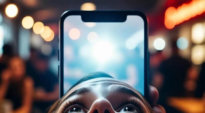 Top 10 Viral Celebrity TikToks You Need to See Right Now A wide-eyed person cranes their neck up at a glowing phone screen in a dim, neon-lit Seattle café, mouth agape in excited awe amid blurred crowds.