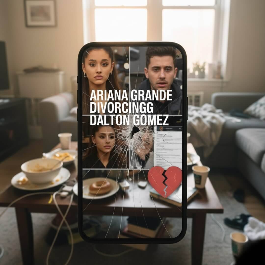 Cracked vinyl heart: Ariana Grande divorcing Dalton Gomez vibes from my messy morning.